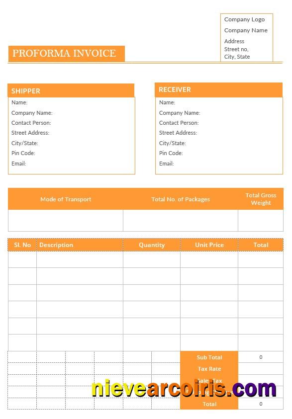 Blank Proforma Invoice